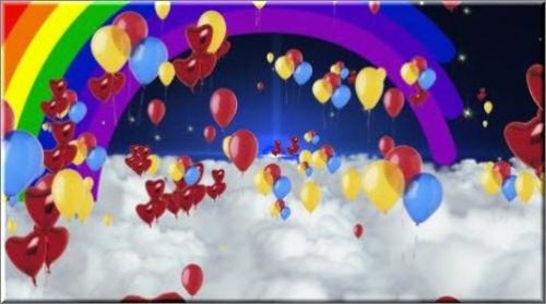 Праздничный футаж с воздушными шарами и радугой