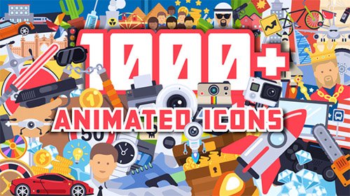1000+ Flat Animated Icons Pack - Project for After Effects (Videohive)