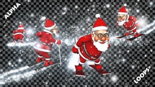 3D Santa Skier Transitions (Alpha Pack) - 22986968 - Motion Graphics