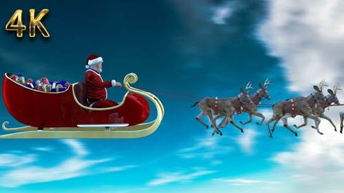 Videohive - Realistic santa claus and deers - 29589232 - Motion Graphics